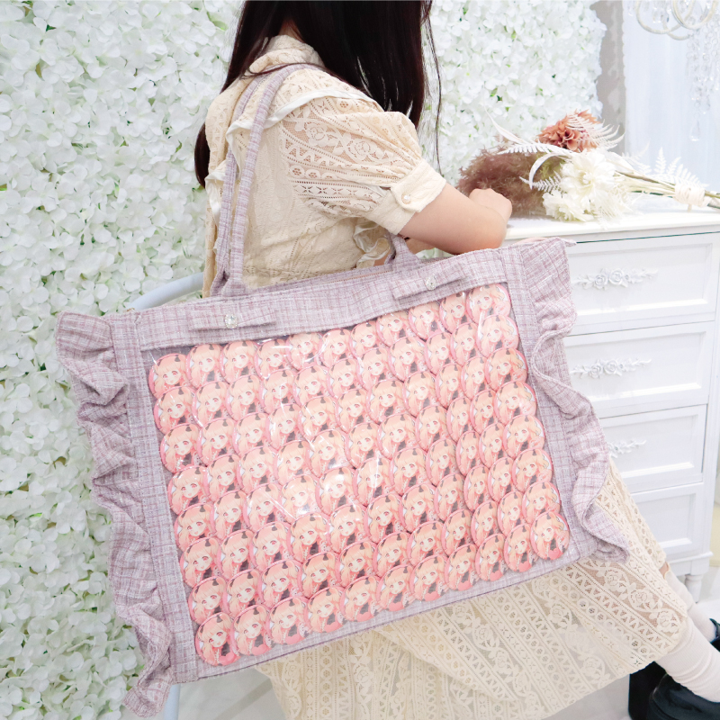 パレットリリーツイードバッグ ビジューリボン ビッグサイズ ピンク