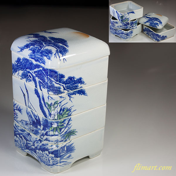 松鶴四段重箱 | 和食器リサイクル通販専門店フリマート