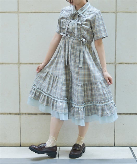 リボン×チェック柄ワンピース | axes femme online shop