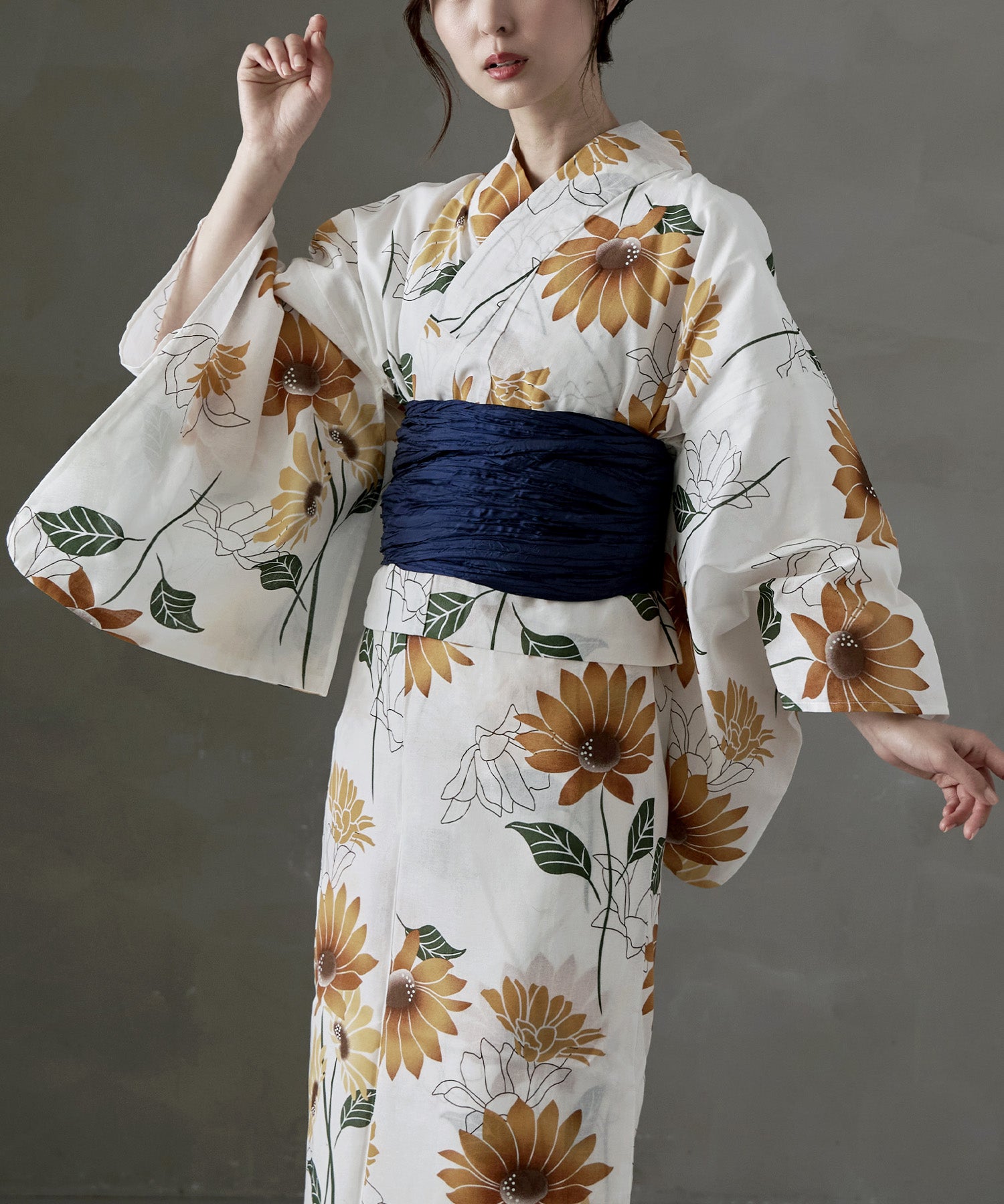 着付けのいらない簡単セパレート綿浴衣＋しわ兵児帯 2点セット ミニ