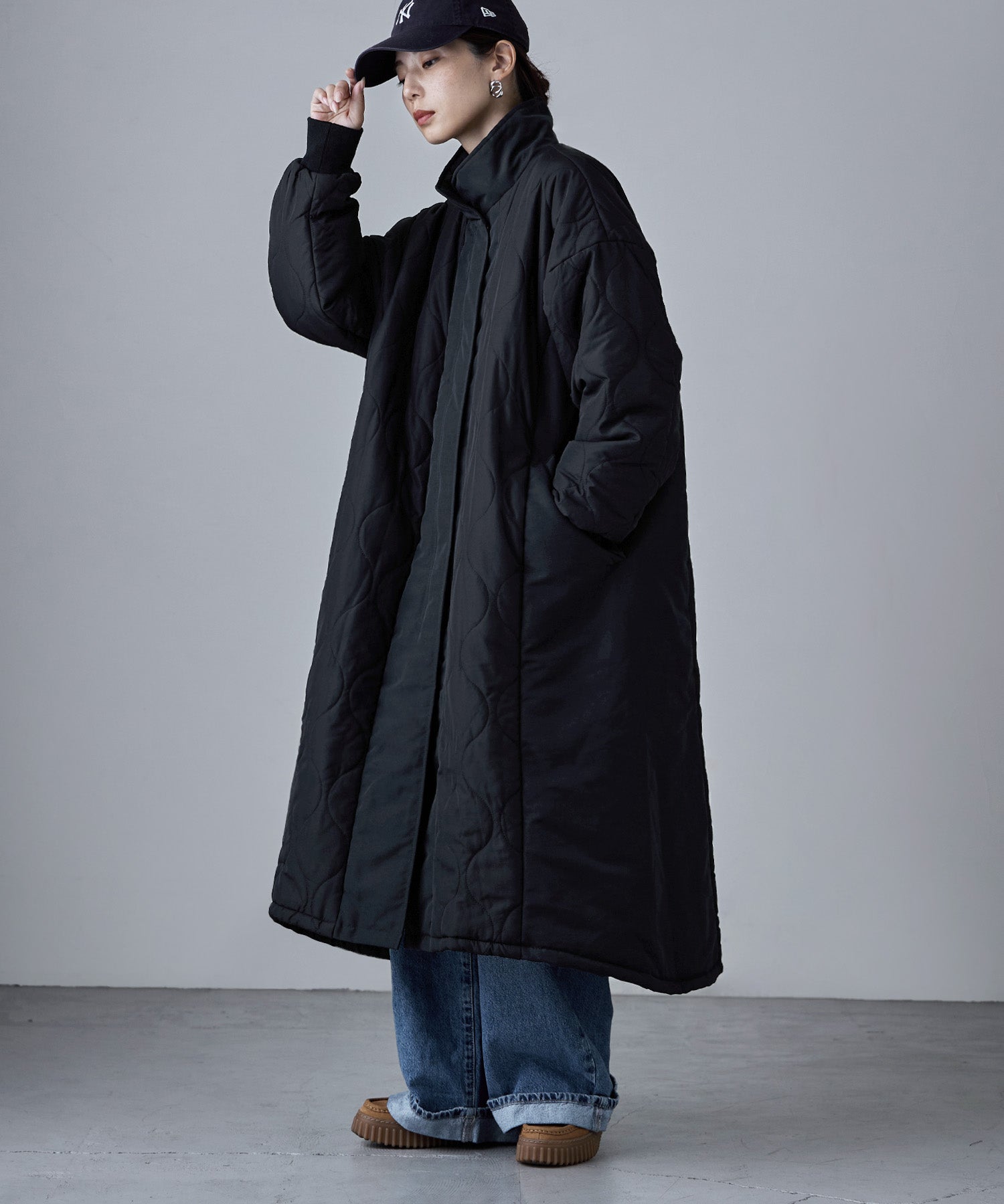 キルト切替スタンドロングコート｜コート・ジャケット - etoll.