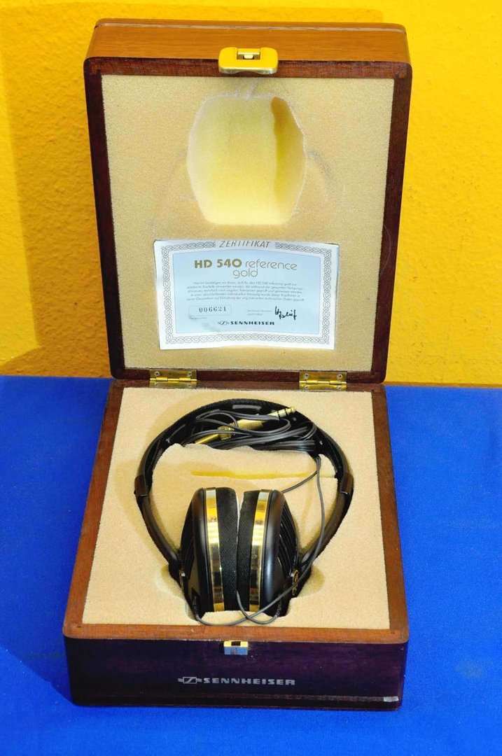 Sennheiser Kopfhörer HD 540 referenz gold mit Holzkiste - KuSeRa