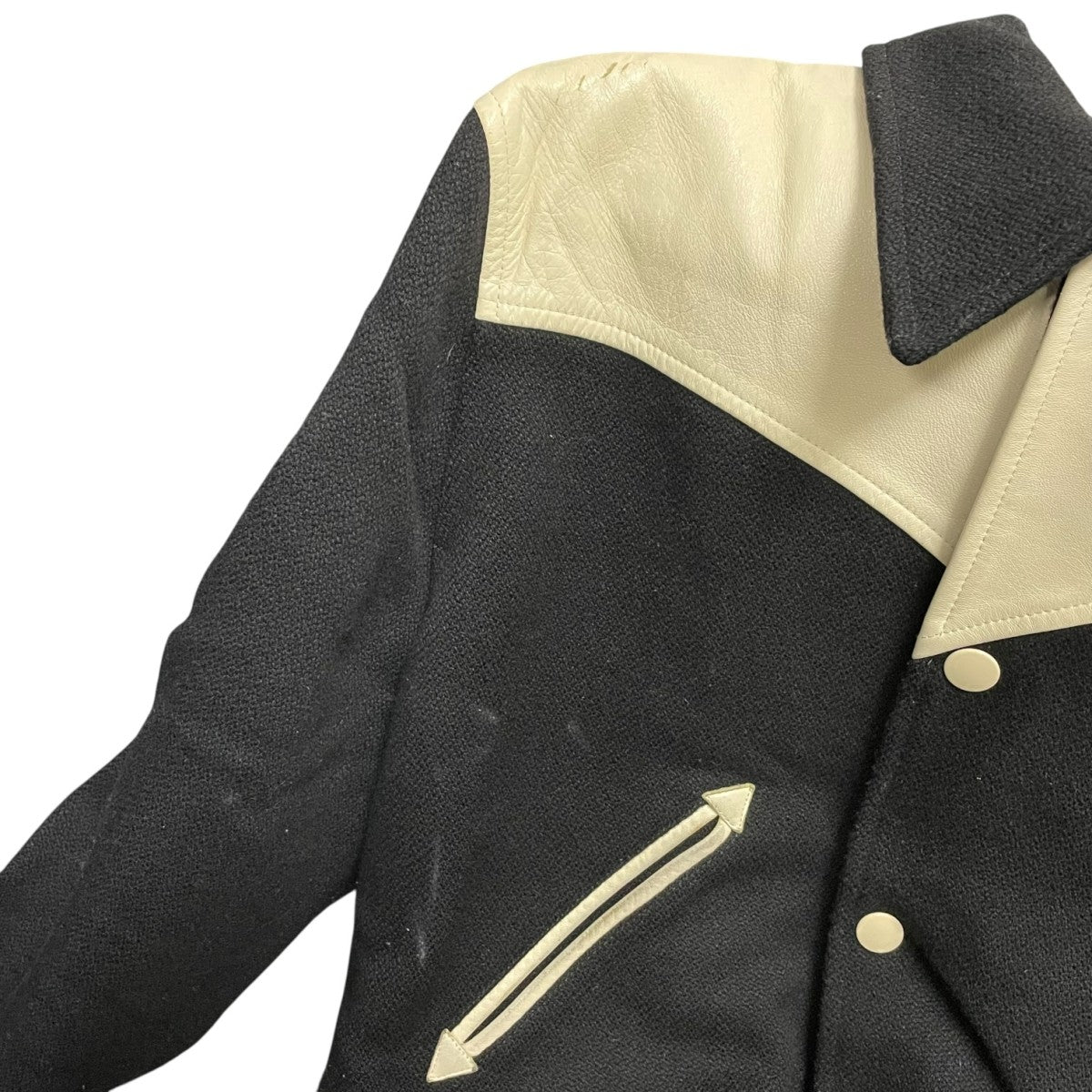 CELINE(セリーヌ) テディジャケット レザーカウボーイヨーク切替ウール