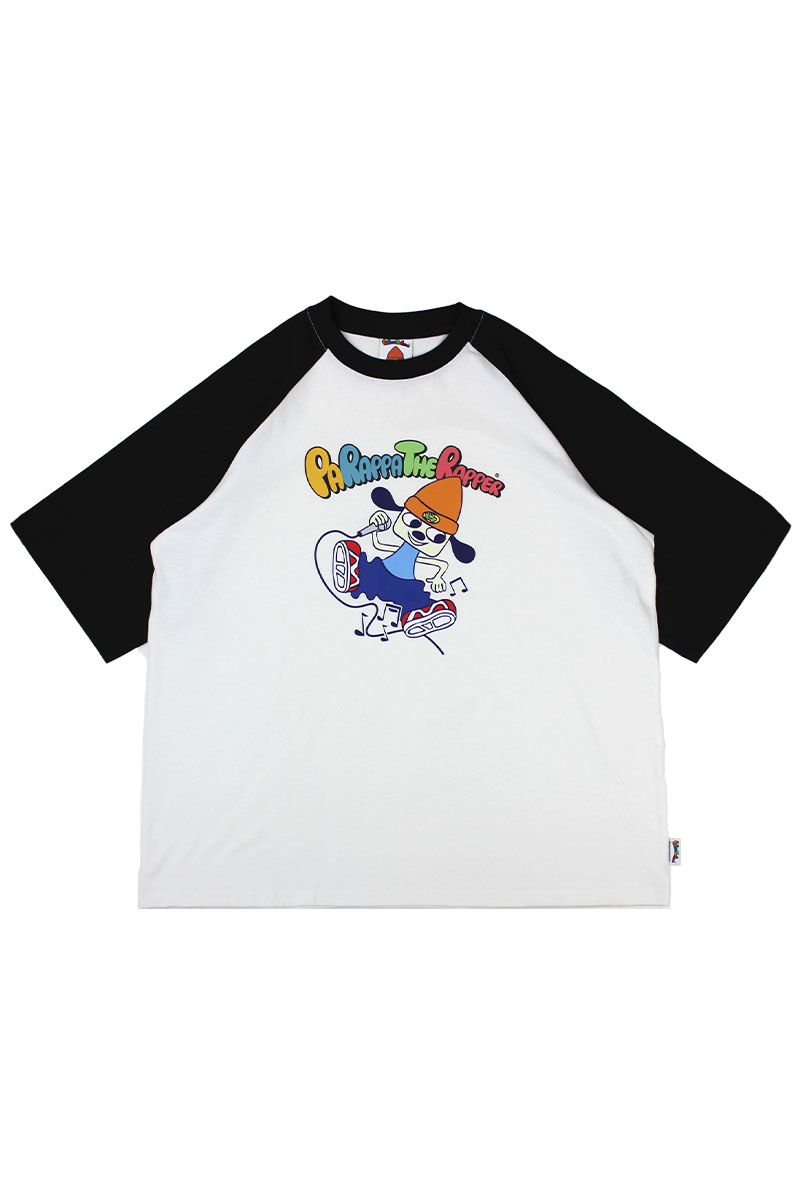 パラッパラッパー ダンシングパラッパロゴラグランTee BLACK / ロック