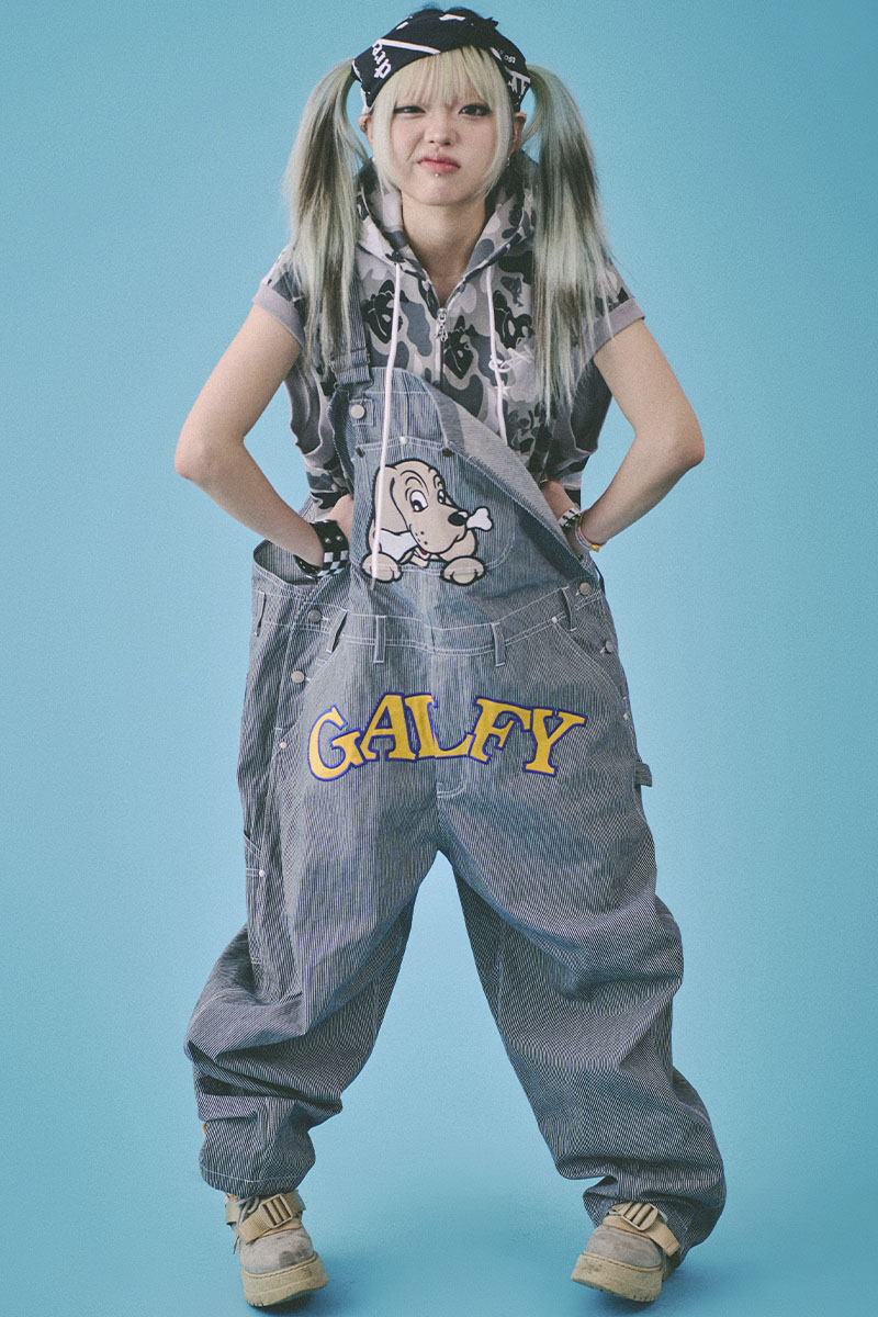 GALFY(ガルフィー) 石ちゃんオーバーオール NAVY STRIPE / ロック