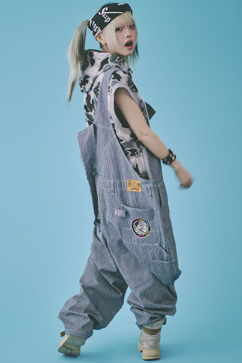 GALFY(ガルフィー) 石ちゃんオーバーオール NAVY STRIPE / ロック