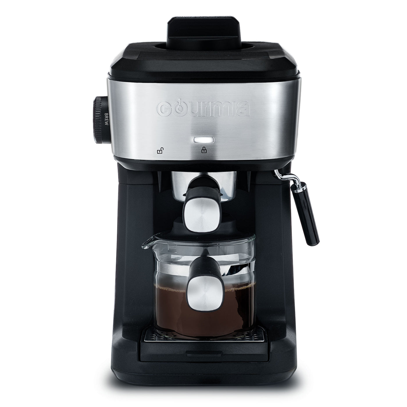Gourmia 4-Shot Steam Espresso, Cappuccino, and Latte Maker with