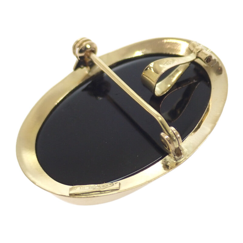 中古】 K18 デザインジュエリー カメオ ブローチ K18イエローゴールド