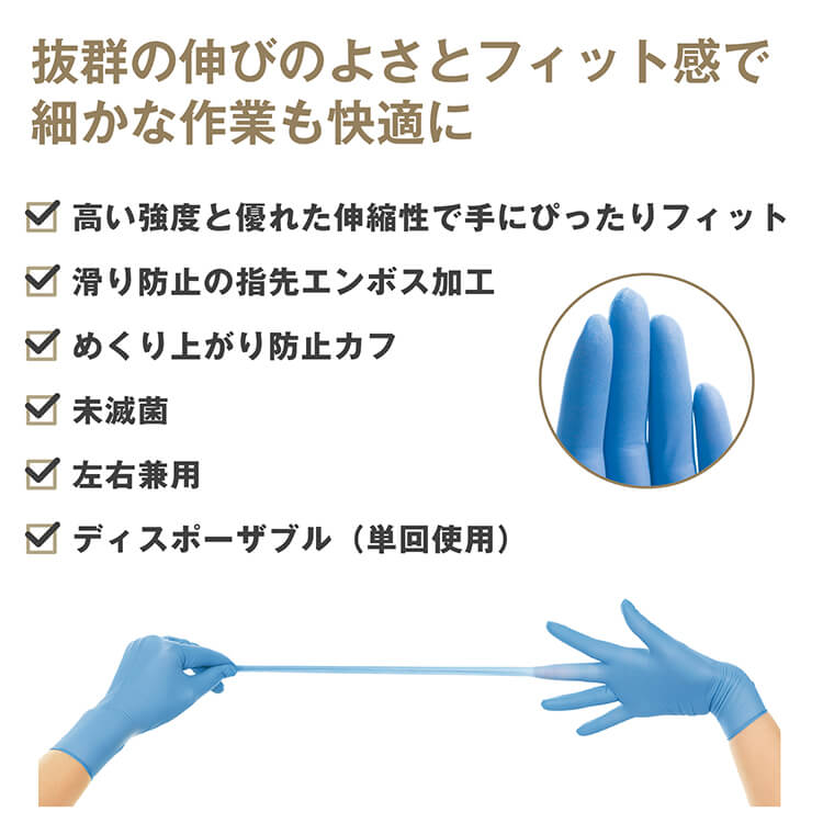 サラヤ｜ニトリルグローブ エクステンド ブルー L 200枚: サラヤプロ
