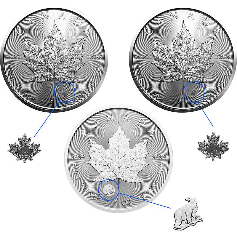 カナダ 2022-2024年 貴重なメイプルリーフ ＜肖像3種セット＞ 5ドル