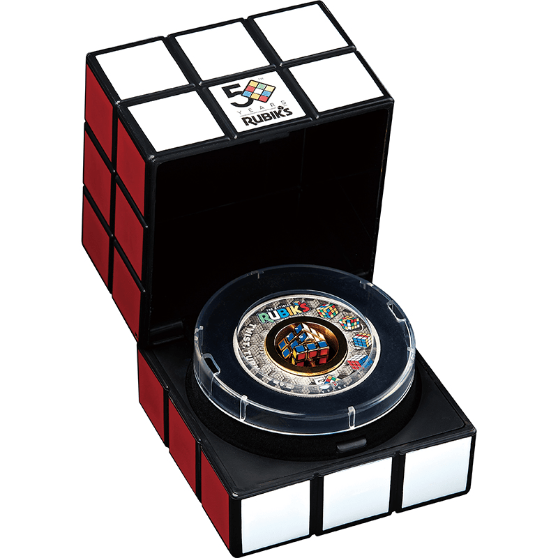 ツバル 2024年 ルービックキューブ発明50周年 2ドルカラー銀貨回転