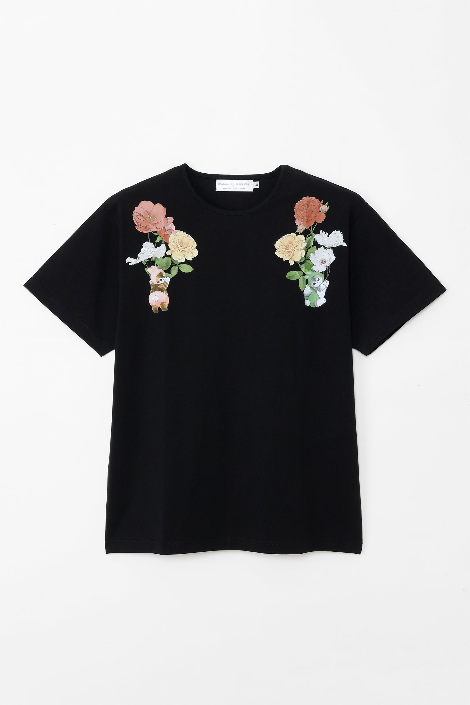 mofusand×日比谷花壇 Tシャツ レイフローラ ブラック