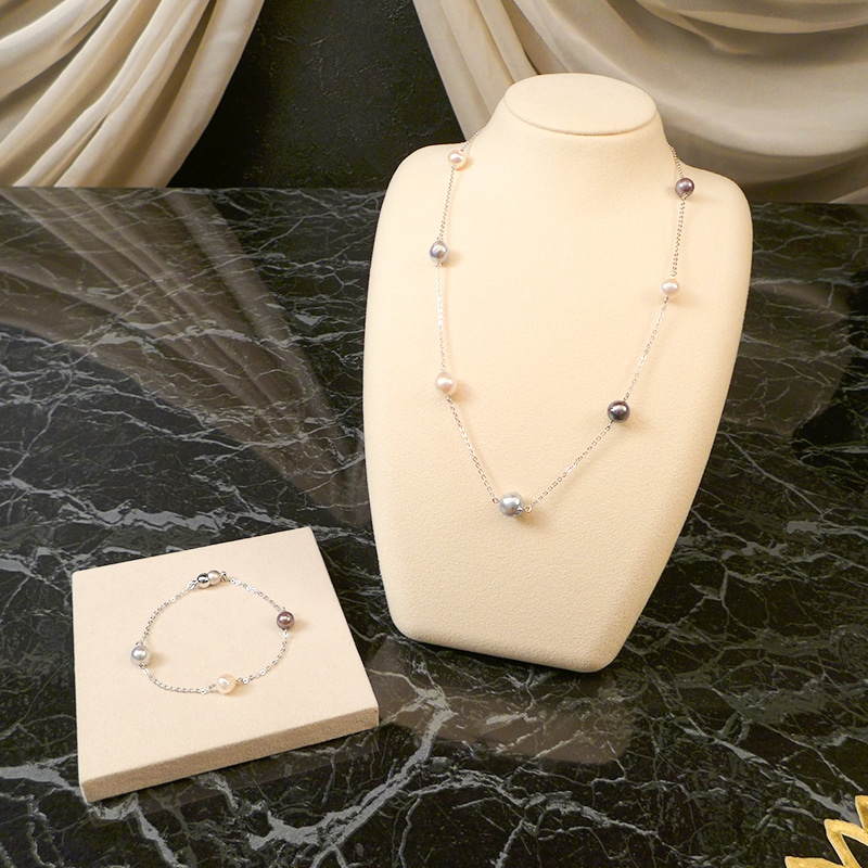 伊勢志摩産本真珠3点セット 真珠鑑別書付 マルチカラー本真珠特典付（9