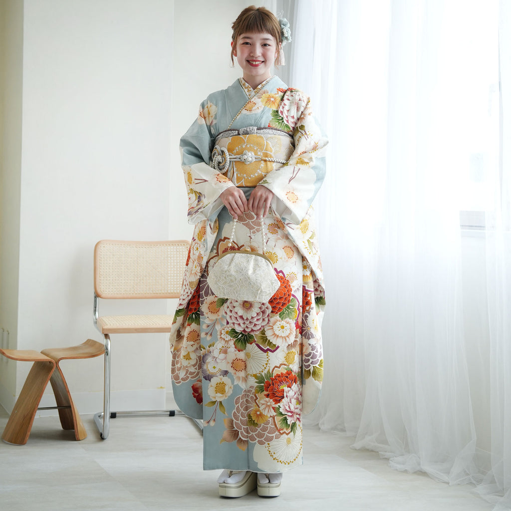 レンタル】振袖 着物セット 正絹着物+袋帯 成人式 晴れ着 往復送料無料