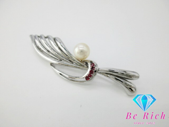 楽天市場】ブローチ 帯留め SILVER パール 真珠 6.5 - 0.7mm 珠