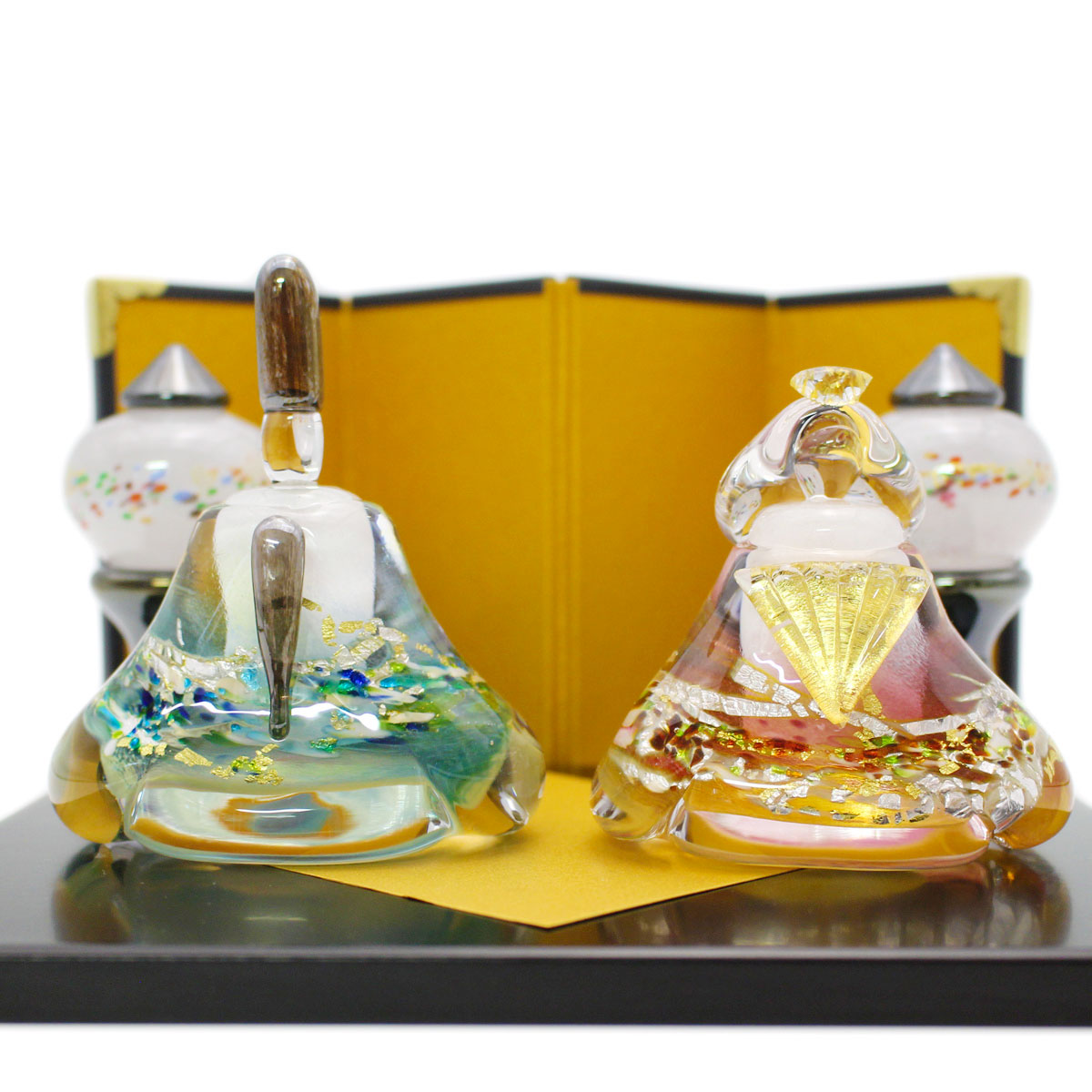 楽天市場】作家 国広育伸 ガラス製 雛人形 みやび 敷板・金屏風付き