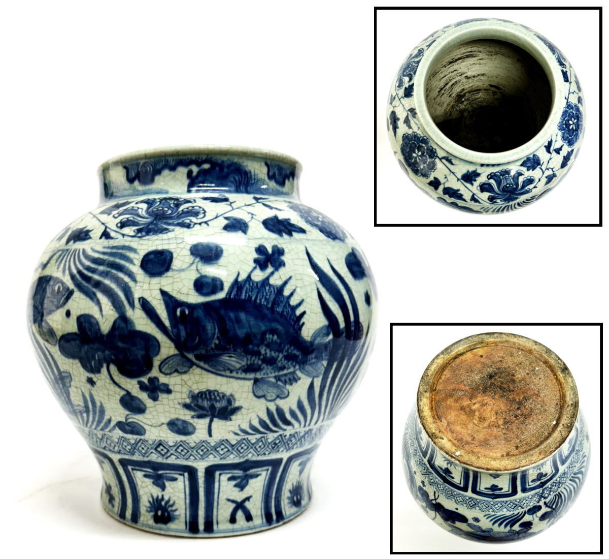 楽天市場】□龍香堂□☆【中古美品】中国骨董品「染付福魚大壺