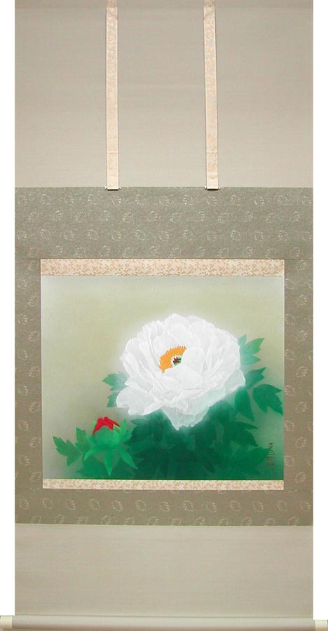 楽天市場】掛け軸 寒牡丹 (梅津道雄) 送料無料 【掛軸】【一間床】【丈