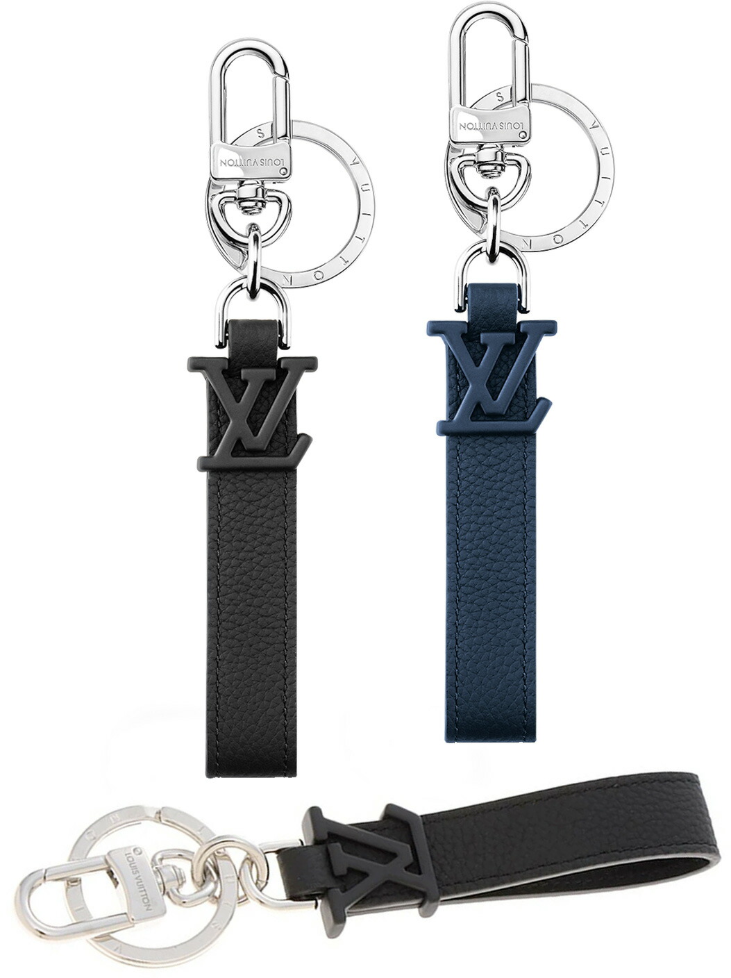 楽天市場】LOUIS VUITTONロゴ刻印キーホルダーキーリング＆カラビナ