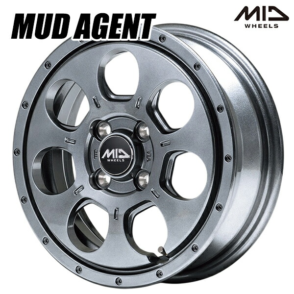 楽天市場】14インチ 4.5J 4H100 +45 MID マルカサービス マッド