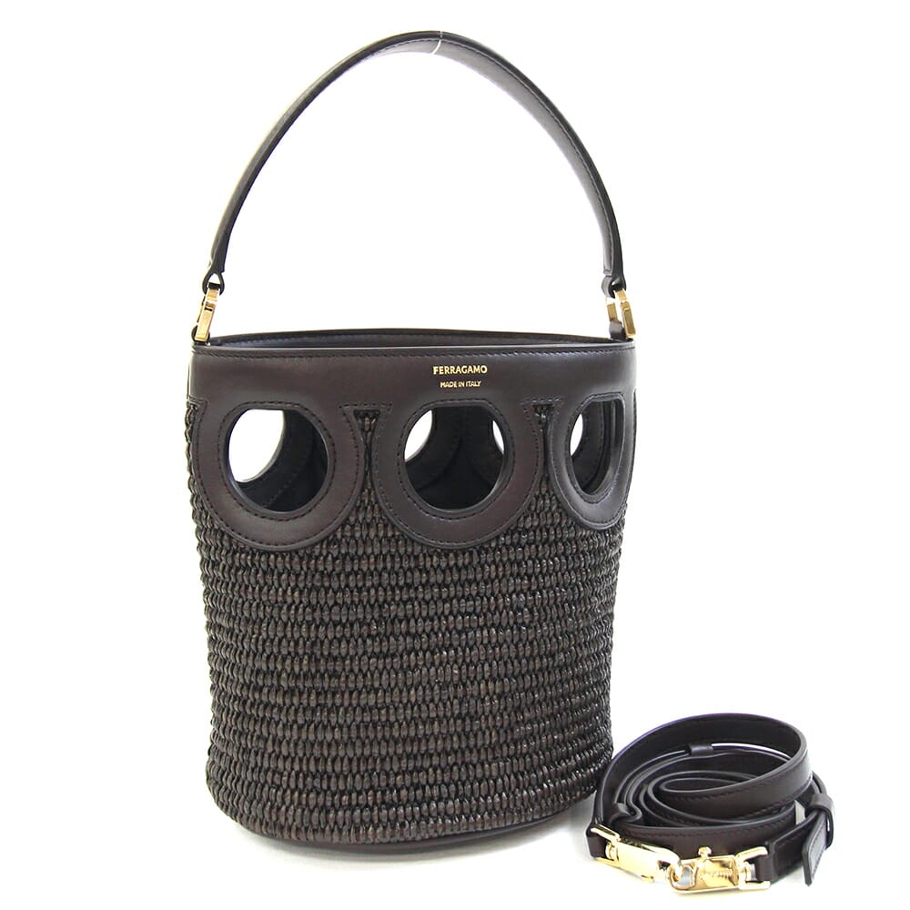 楽天市場】フェラガモ バッグ レディース ストローバッグ ハンドバッグ
