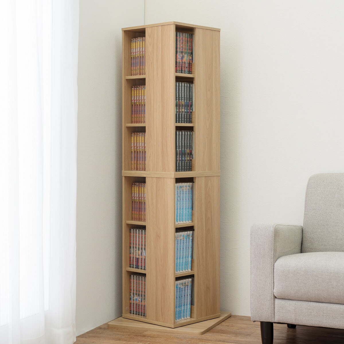 楽天市場】壁付けできる回転式コミックラック6段 （WH） ニトリ