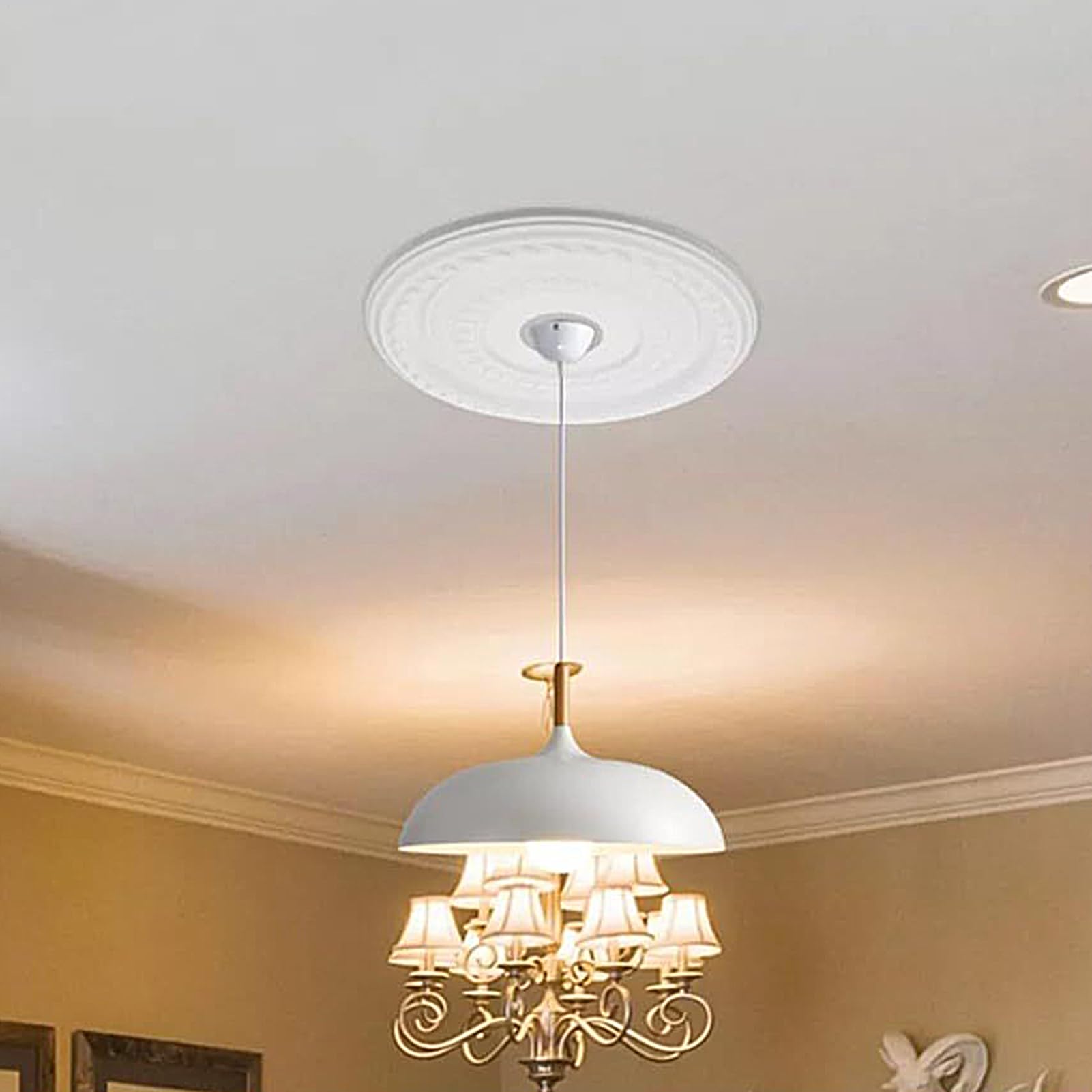 楽天市場】シーリングメダリオン シャンデリア装飾 ホワイト 白 天井用