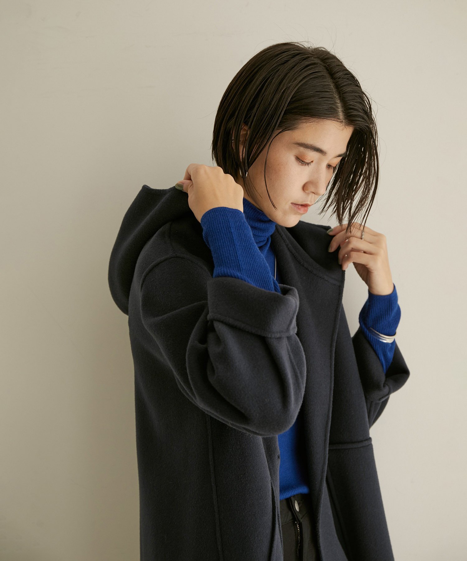 SALE／50%OFF】SALON adam et rope' ウールリバーフーデッドハーフ