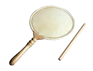 楽天市場】【当店の太鼓職人が製作】団扇太鼓7寸 革面直径21cm ばち付