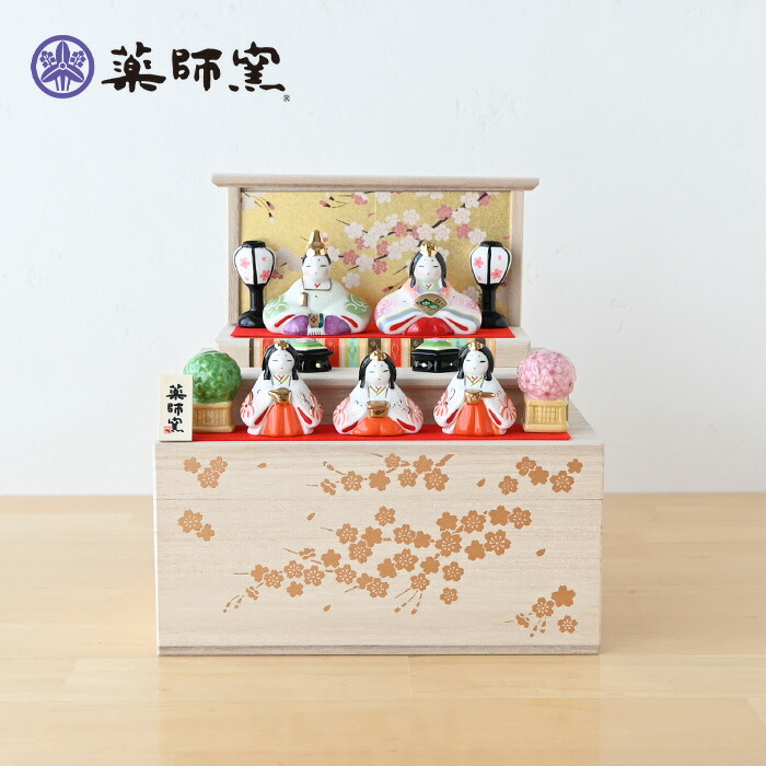楽天市場】薬師窯 彩絵華小紋雛 (平飾り) 2637 雛人形 コンパクト