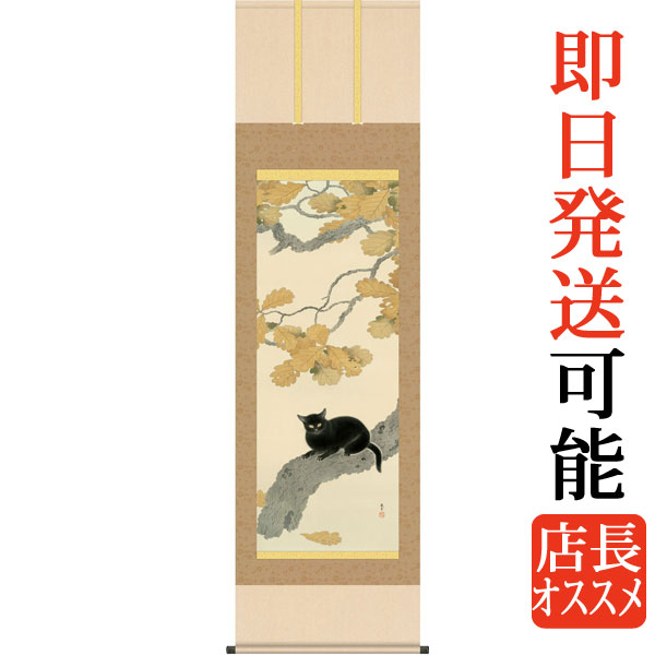 楽天市場】掛軸 掛け軸 猫梅 菱田春草 尺五立 約横54.5cm×縦190cm