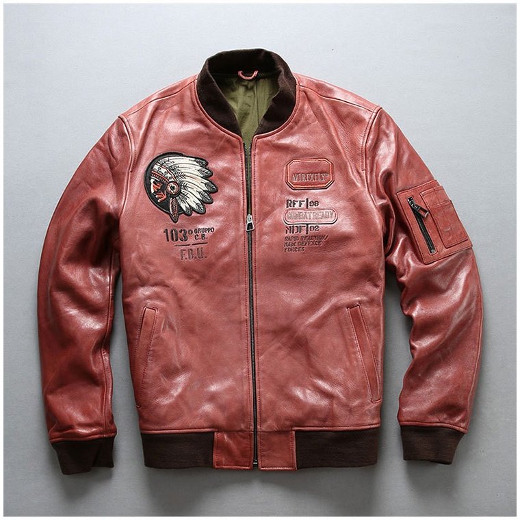 楽天市場】インディアン刺繍革ジャン☆赤☆羊の皮ジャケット 刺繍