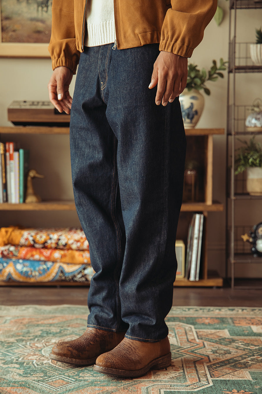 Auralee Hard Twist Denim Wide Pants | Indigo | Canoe Club