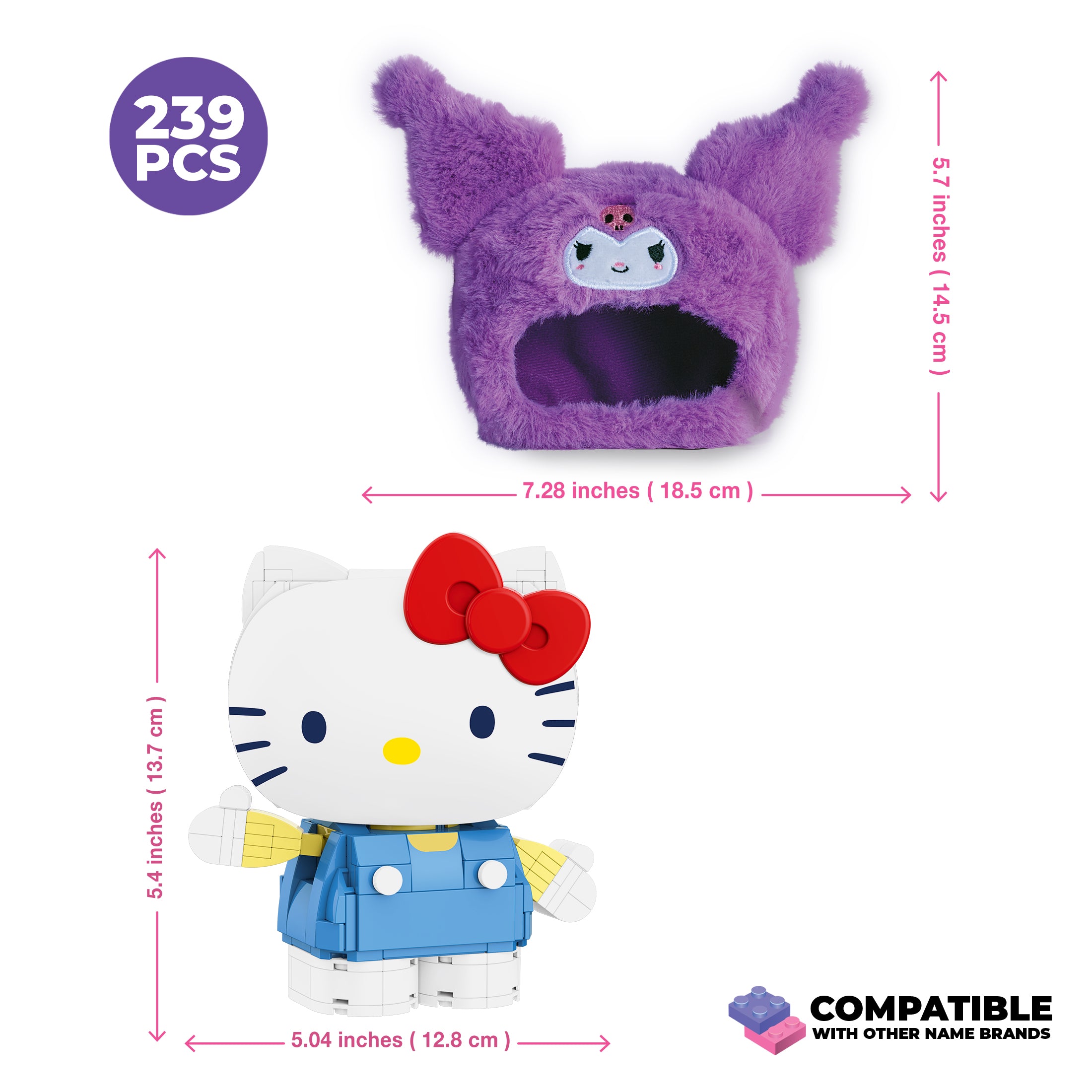 Brickcraft x Hello Kitty Kuromi Fluffy Fit Brick Set - 239 Pieces