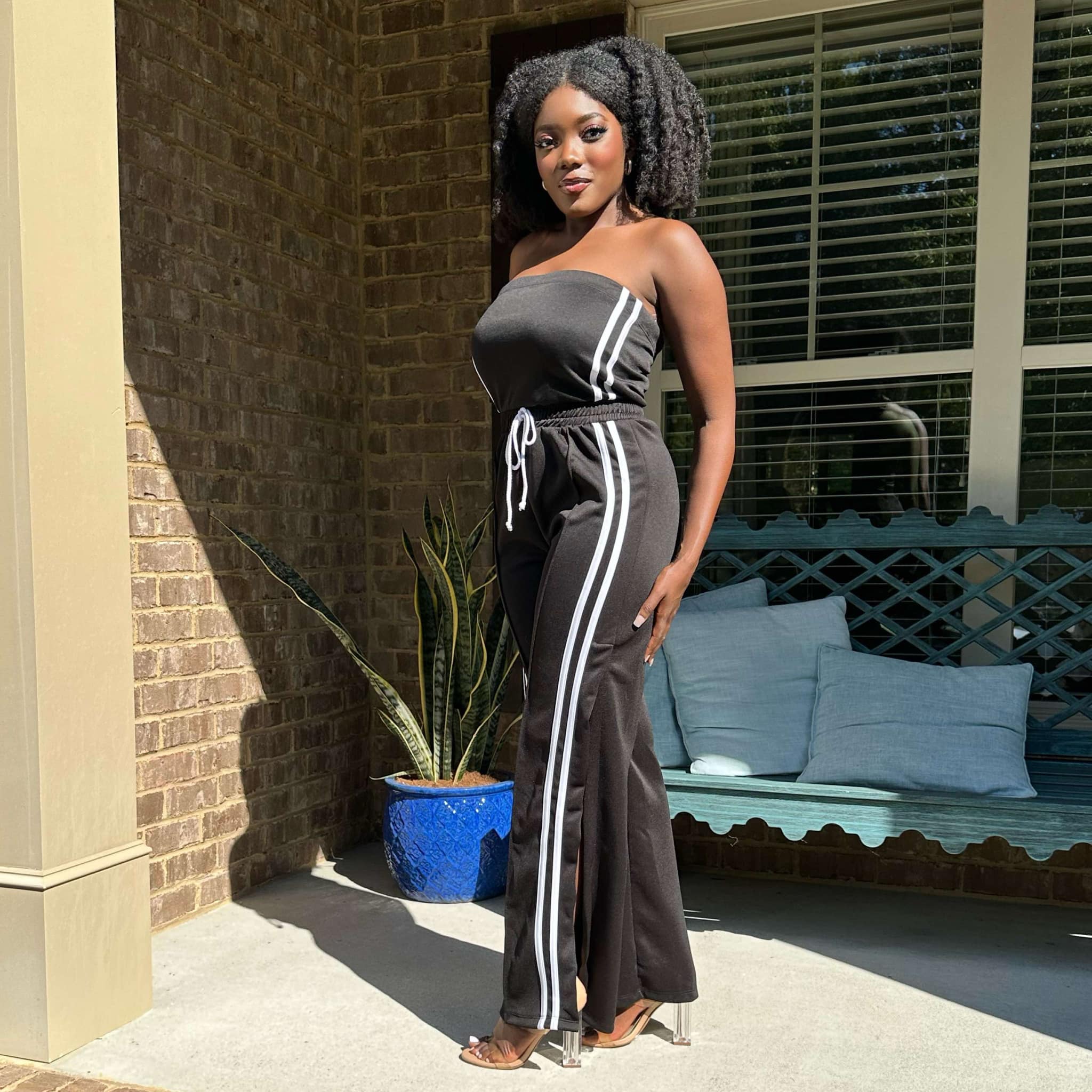 Solid Side Stripe Jumpsuit - Jay Simone