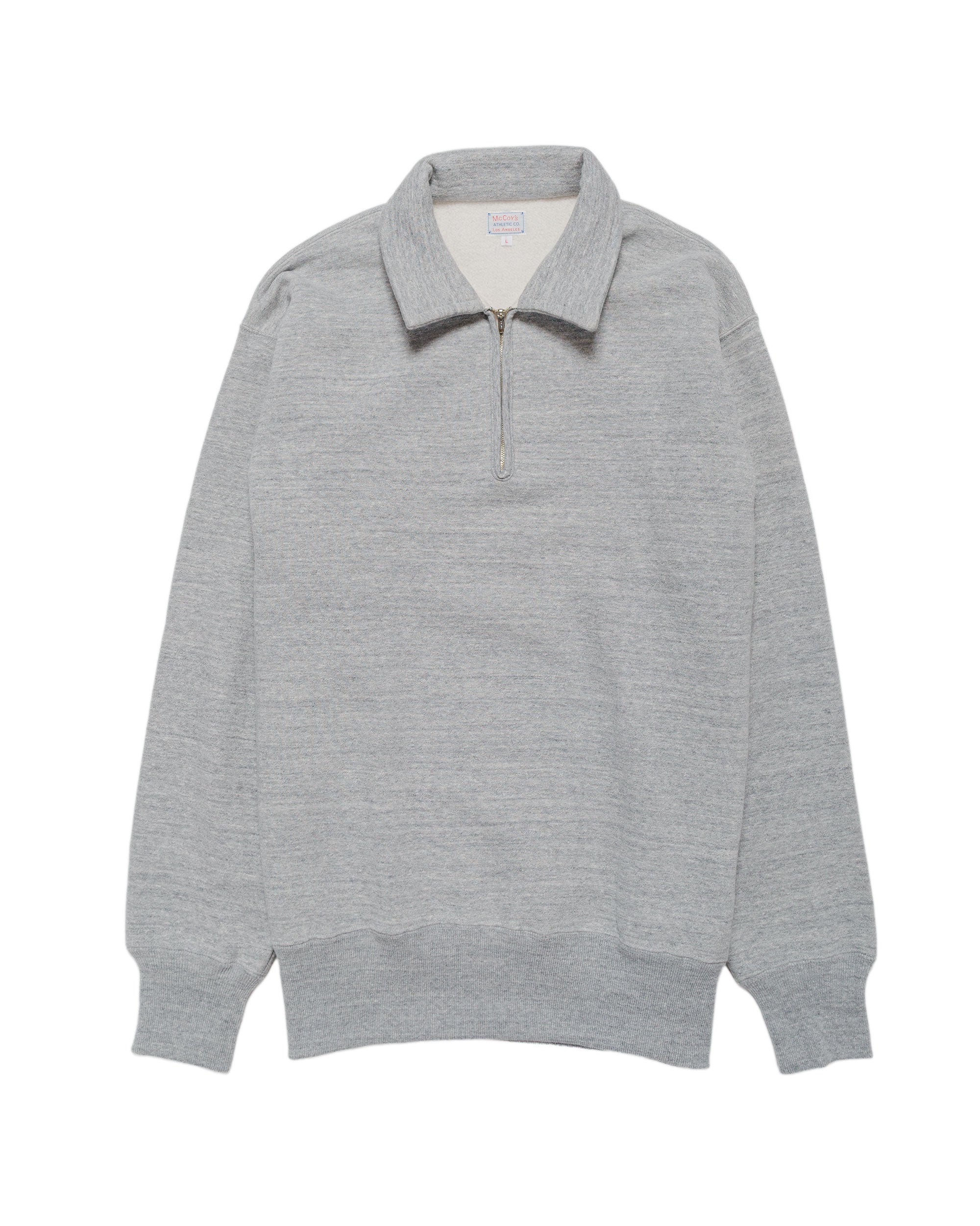 The Real McCoy's MC24115 10 Oz. Loopwheel 1/4 Zip Sweatshirt Gray