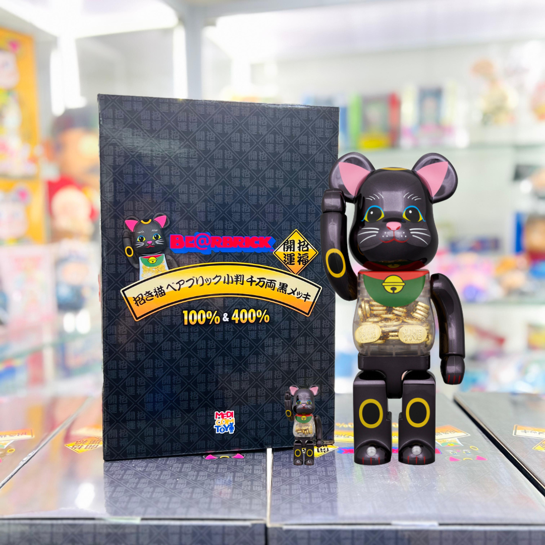 招き猫ペコちゃん 福 黒 100% 400% BE@RBRICK 招き猫 ペコちゃん 福 黒