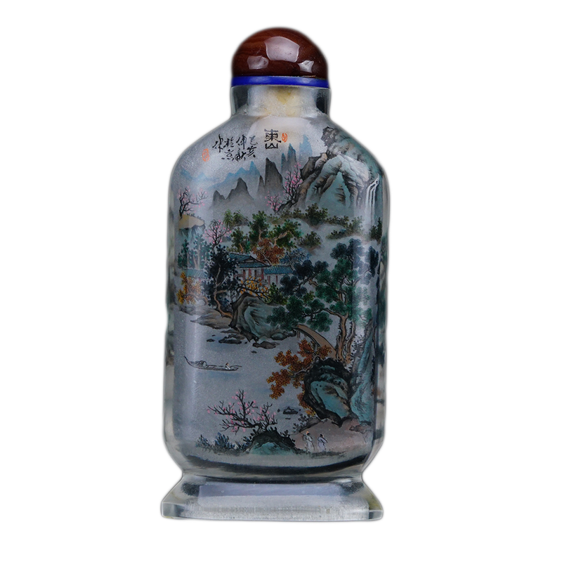 鹿港窯典藏內畫工藝｜東山山水鼻煙壺詩意東山描繪自然勝景與隱逸之美