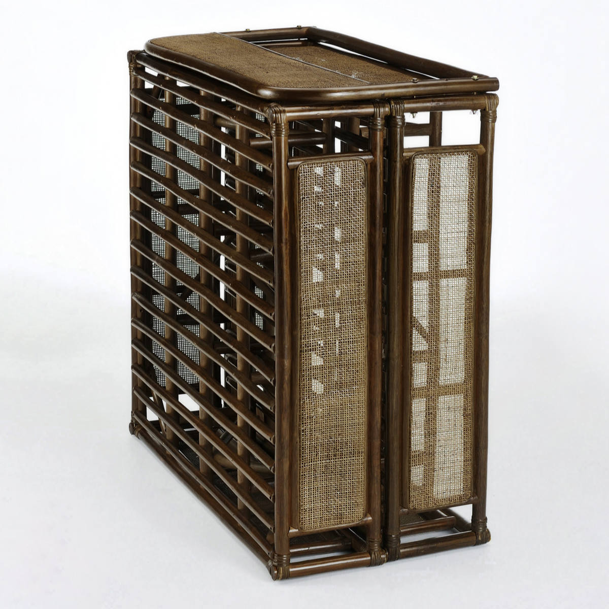 籐 シングルベッド 折りたたみ式 ヘッドボード付き（ 家具 ベッド 籐