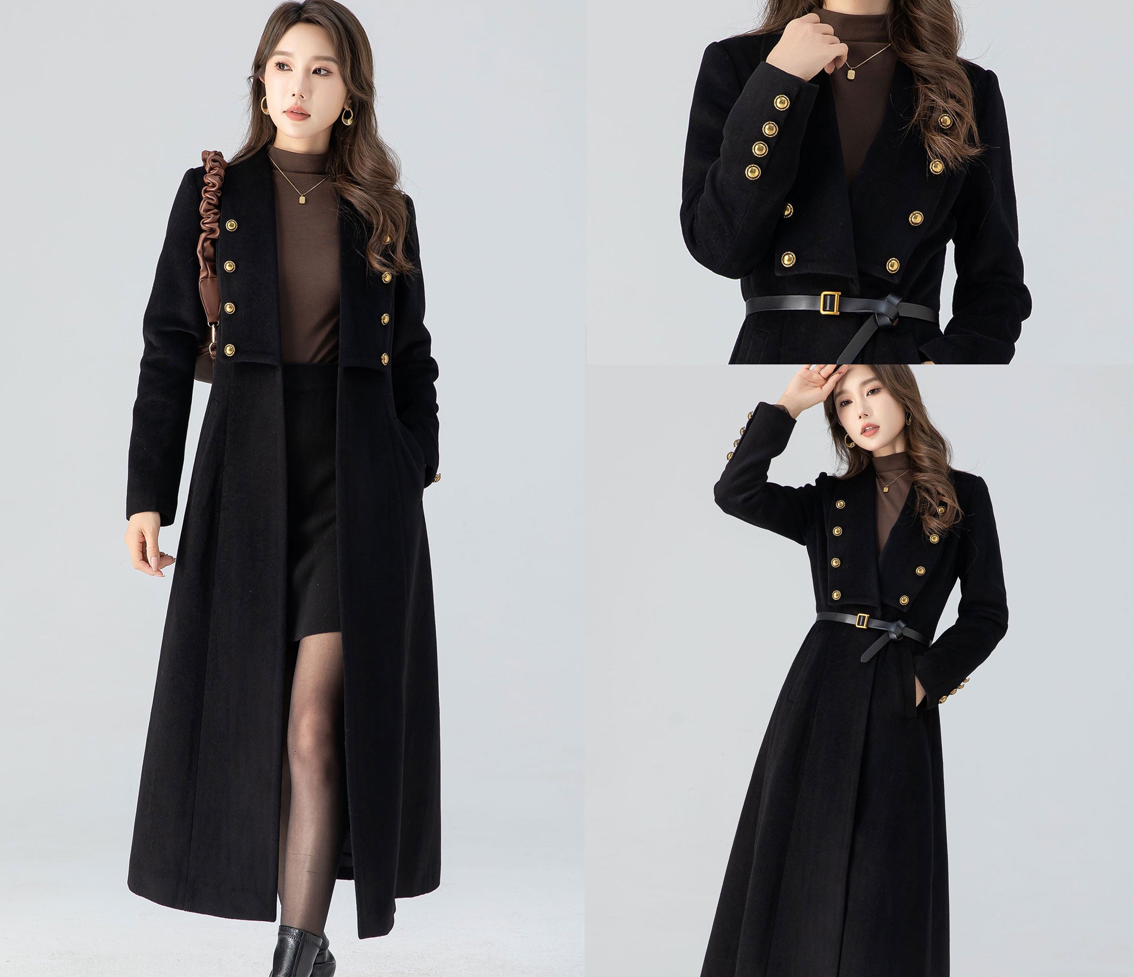Black winter long wool coat women 4783 – Xiaolizi
