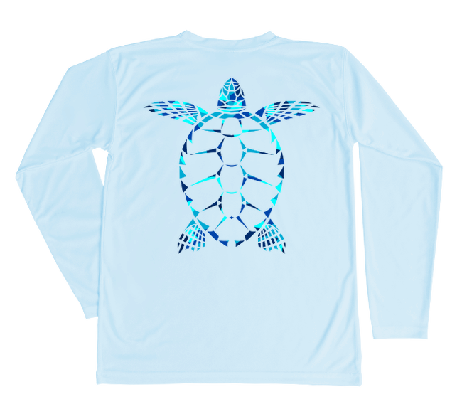 Kids Sea Turtle Sun Shirt | Light Blue Youth Swim Shirt – Shark Zen