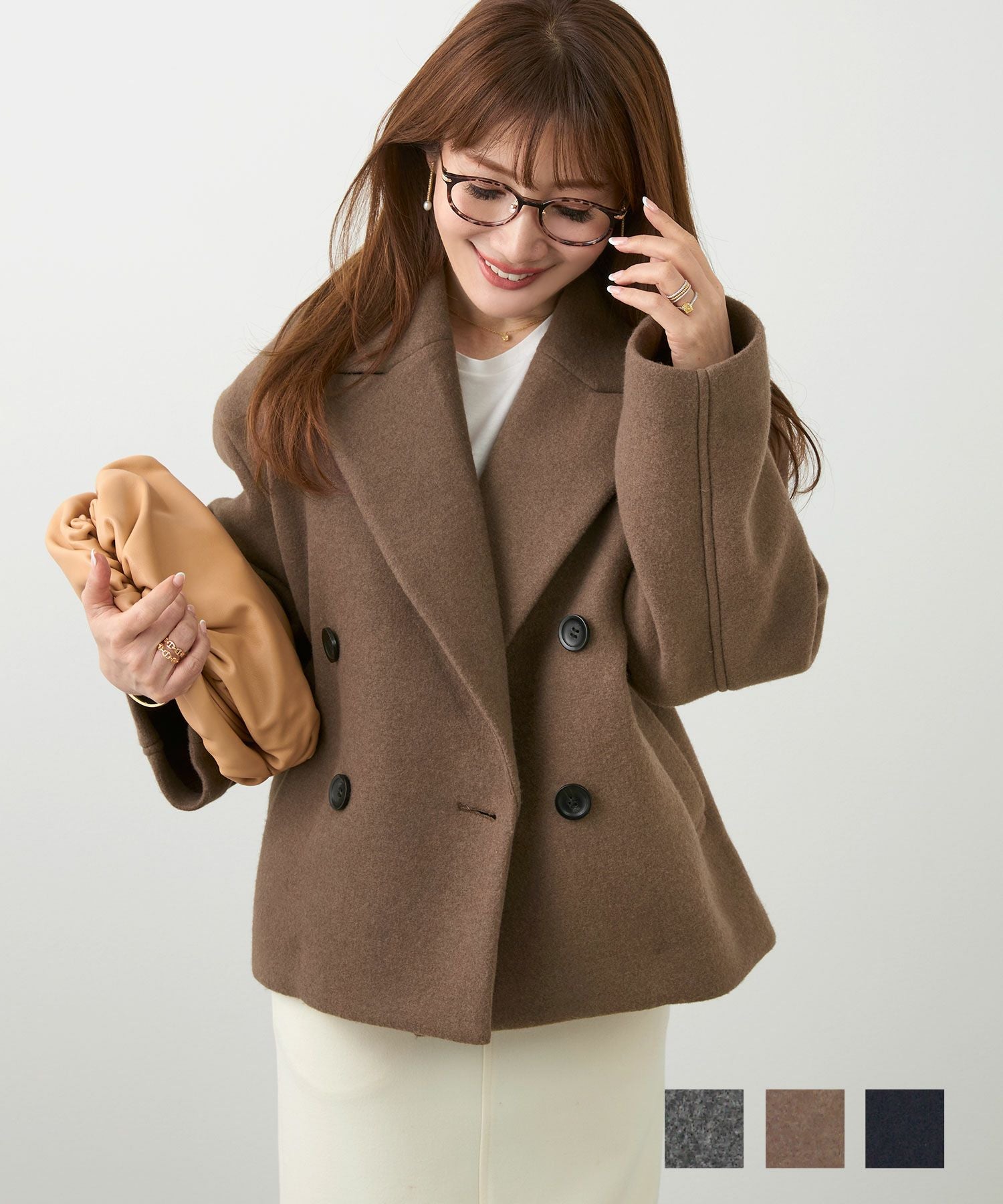 ピークドラペル襟 ショート コート Liala×PG 全3色｜lpg181-1983【1