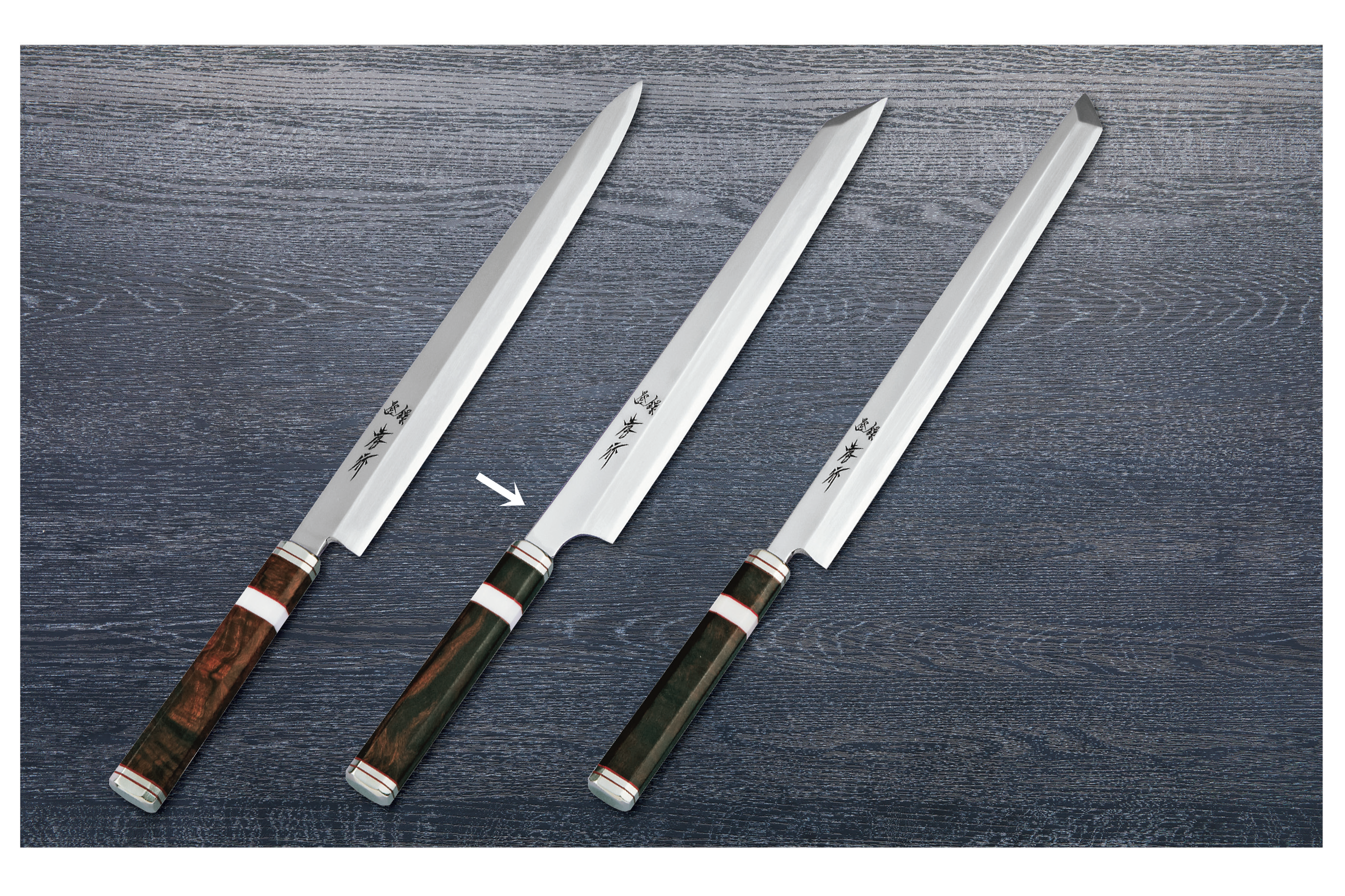 堺孝行 剣型 柳刃 紫電 銀三鋼 鏡面仕上 300mm (02135