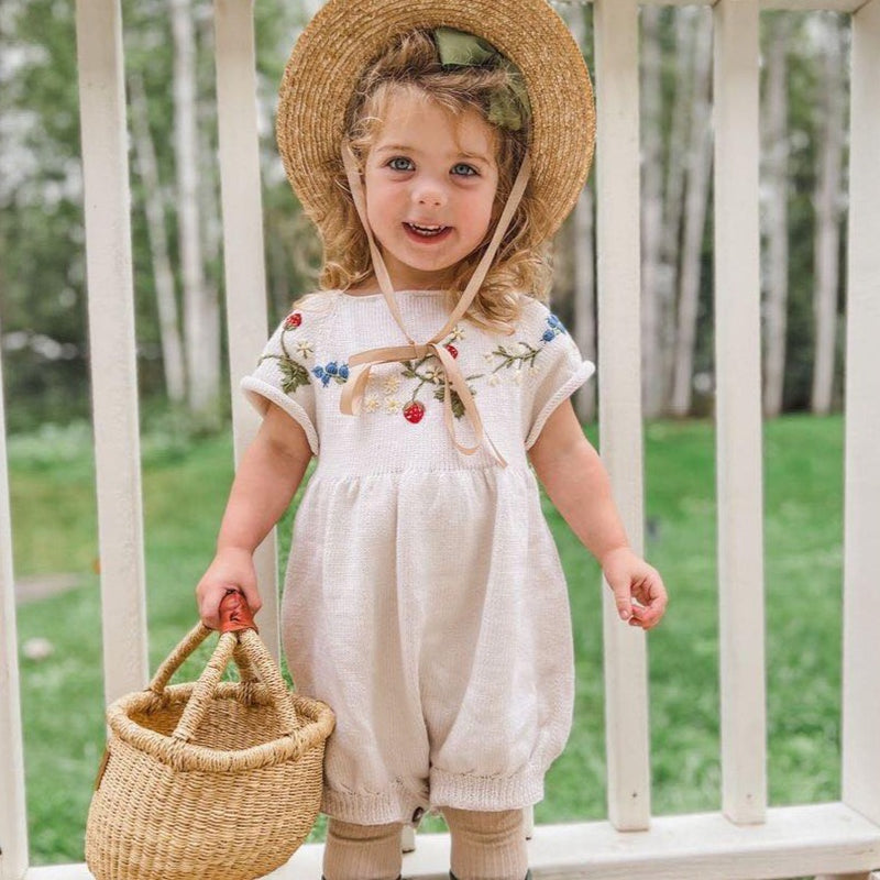 Hand-Knitted Vegan Cotton Romper | Marshmallow