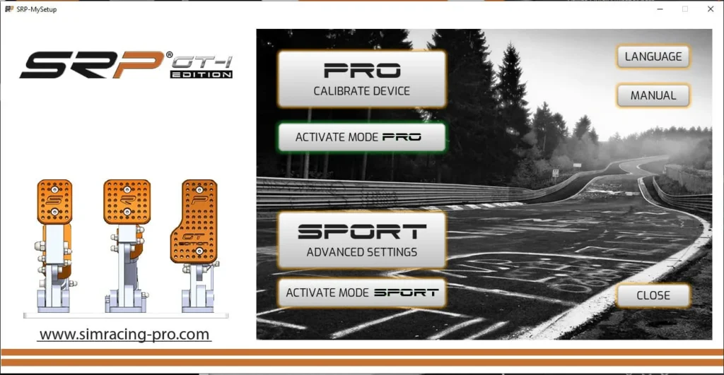 SRP® GT-R 空気圧式ペダル | プロフェッショナル・シムレーシング