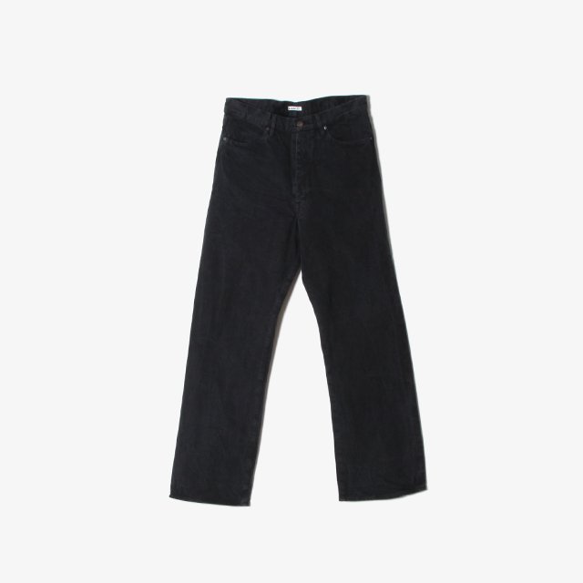 AURALEE SELVEDGE FADED LIGHT DENIM PANTS LIGHTNING EFFECT BLACK