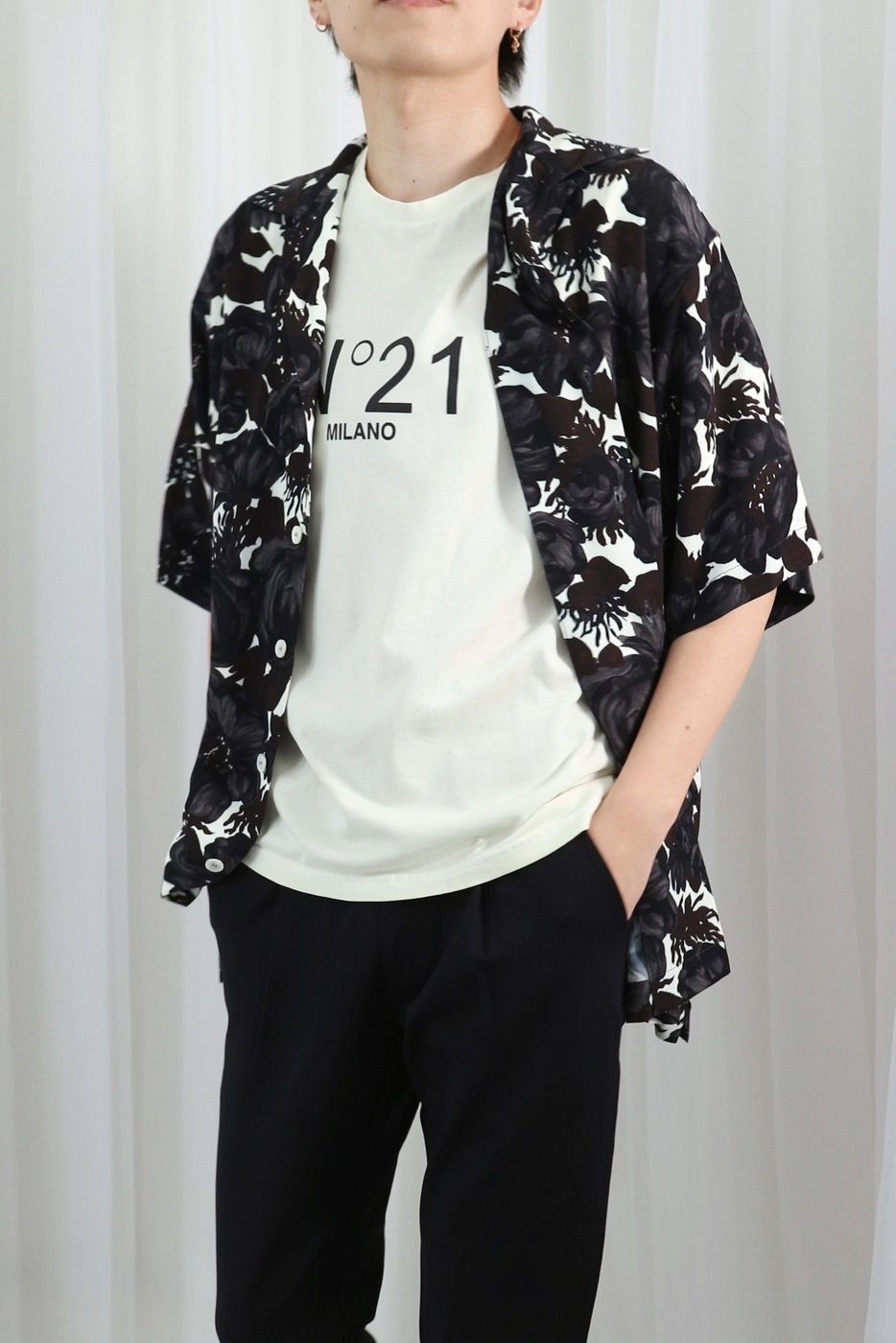 N°21 - FLORAL DESIGN OPEN COLLAR SHIRT / フラワーオープンカラー