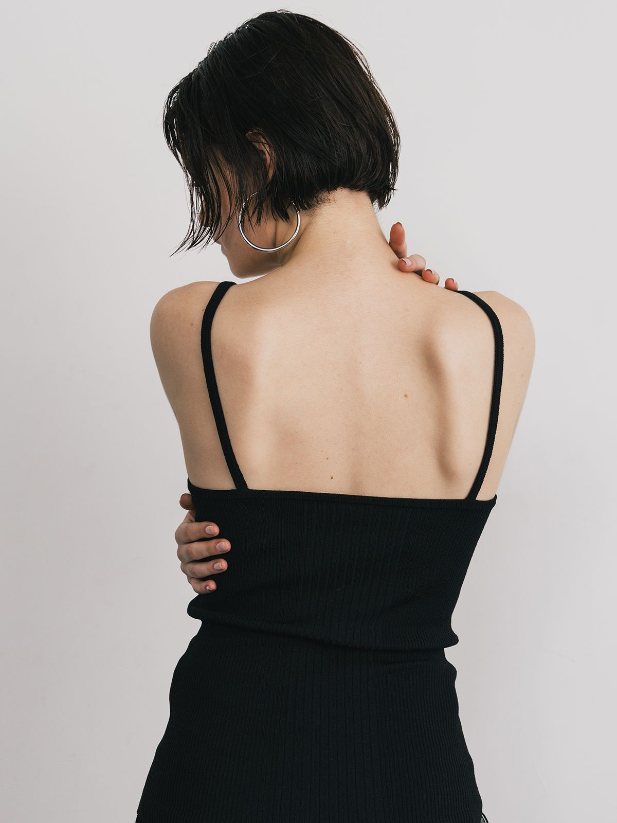 CREDONA - ACETATE KNIT CAMI / アセテート ニットキャミ (ブラック