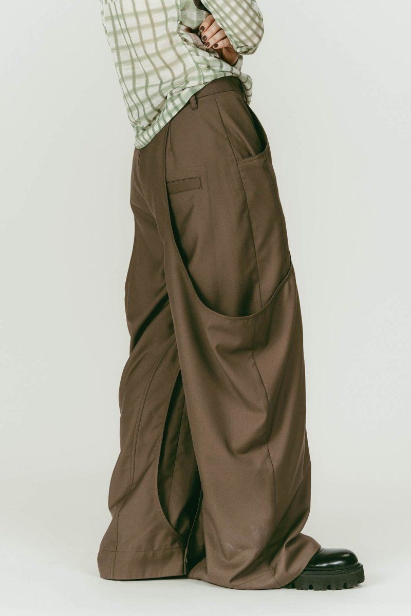 Knuth Marf - high-boot detail pants(unisex) (Brown) / ハイブート