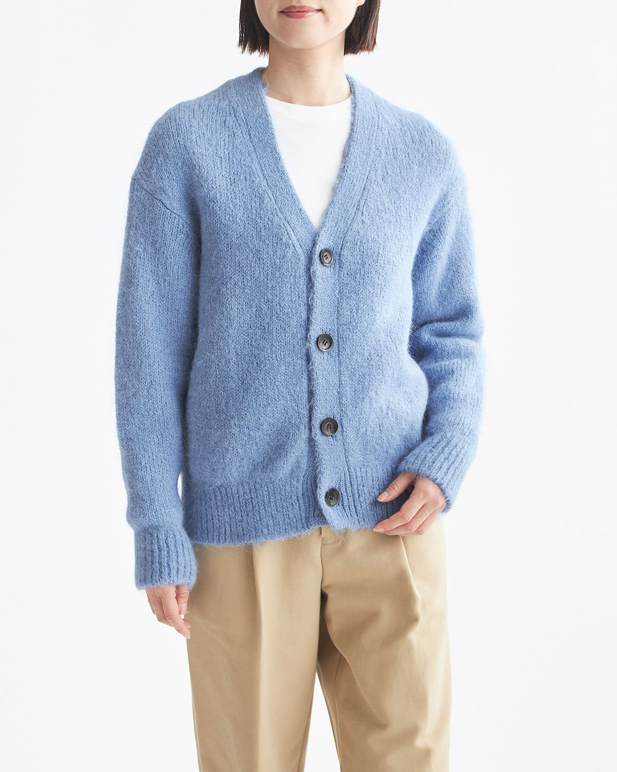 3G天竺 アルパカ×ウール Vネックカーディガン SL10W-980